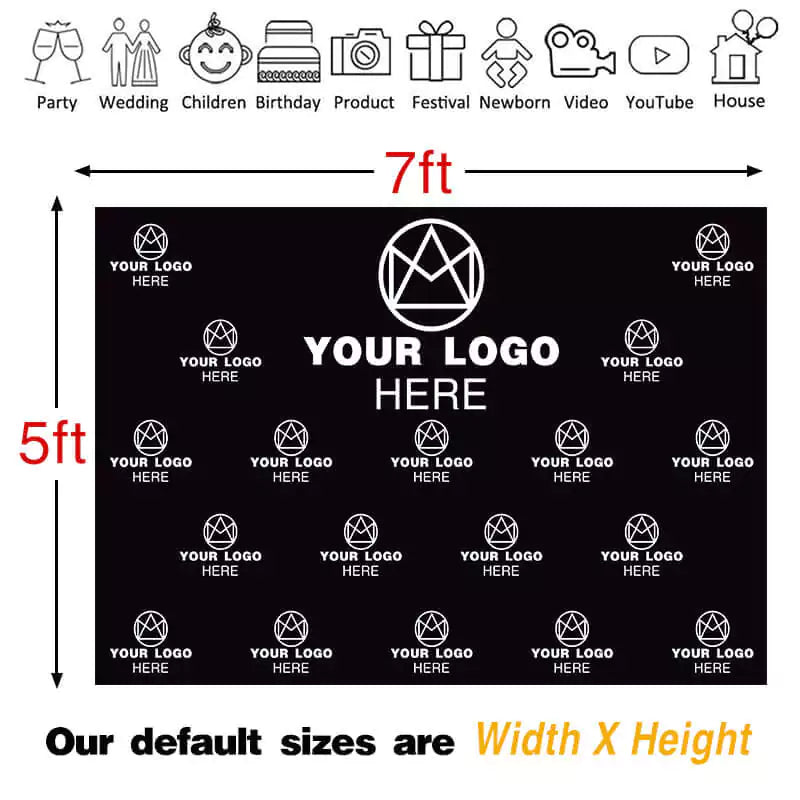 Sensfun Custom Logo Photography Background Company Logo Sweet 16 18 Birthday Party Backdrop Step Repeat Banner Photobooth Wallpaper