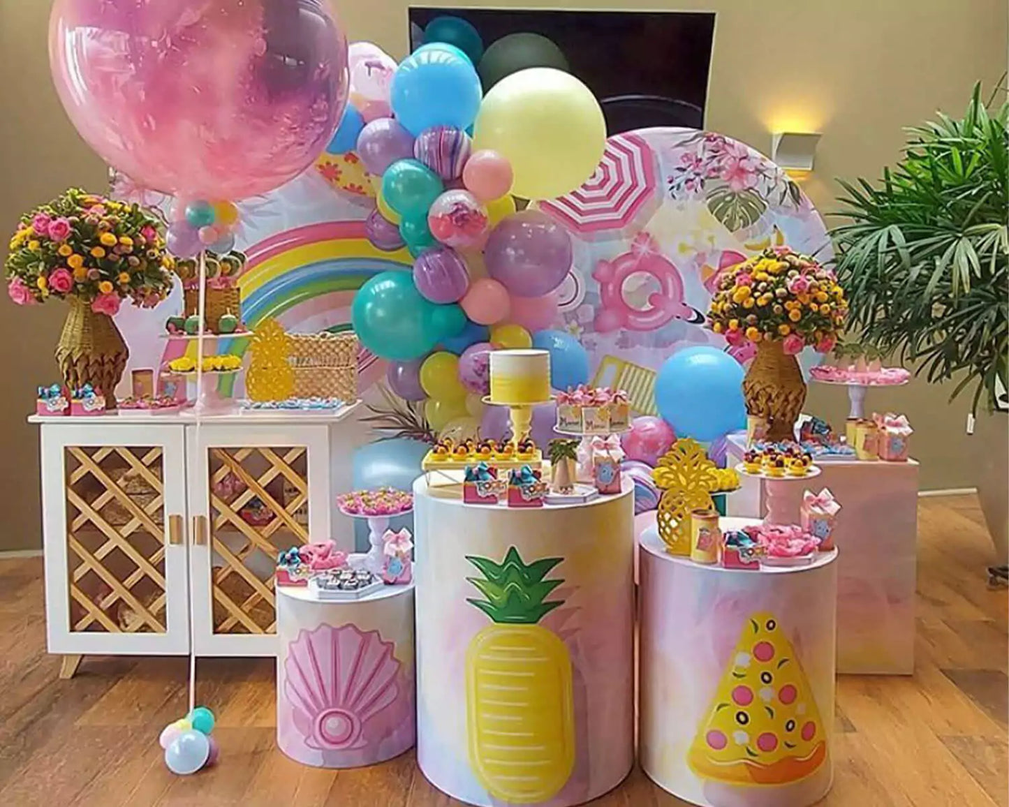 Swimming Pool Party Round Circle Backdrop Cover for kids newborn Baby Shower Birthday Party Decoration Banner Background