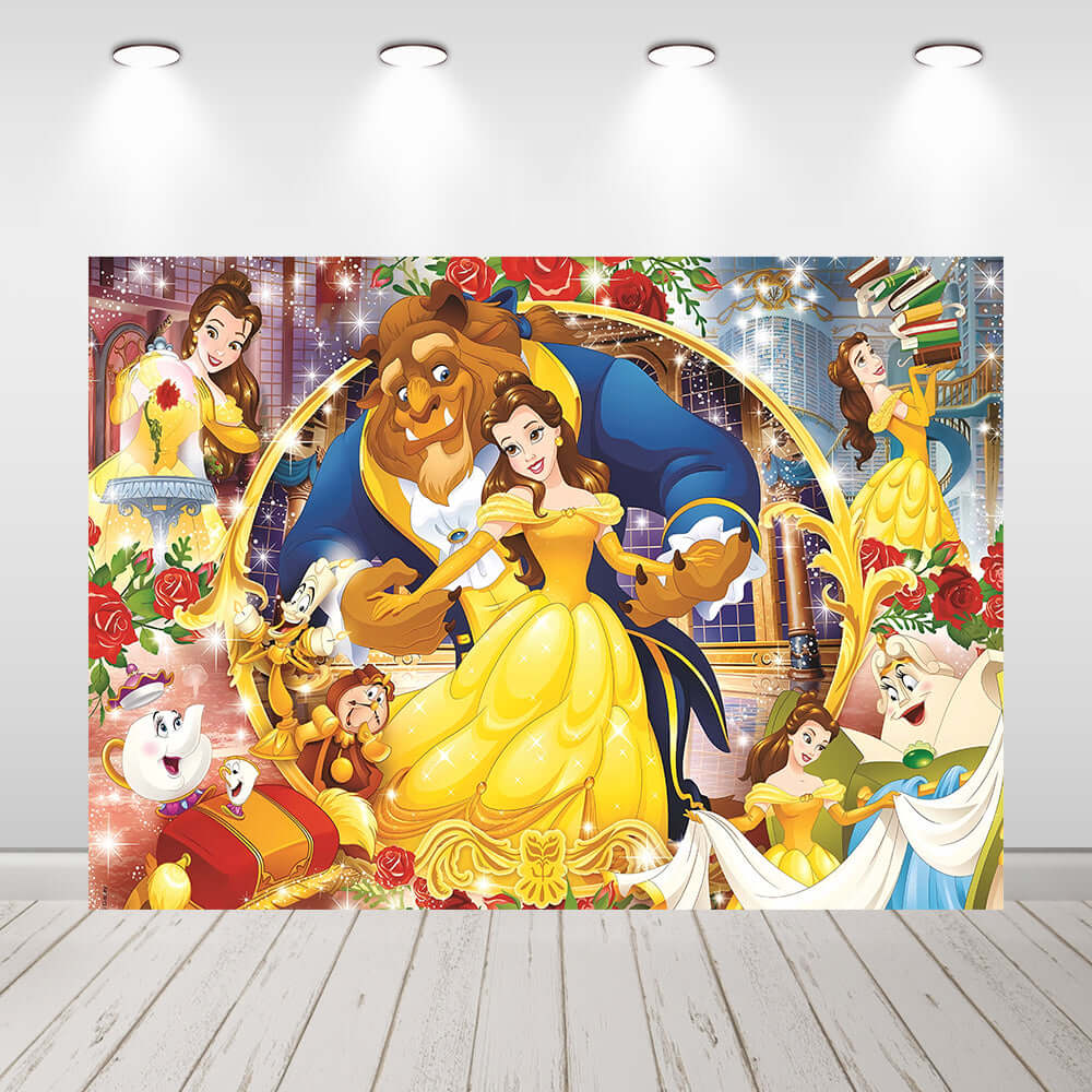 Princess Belle Birthday Background for Photo Studio