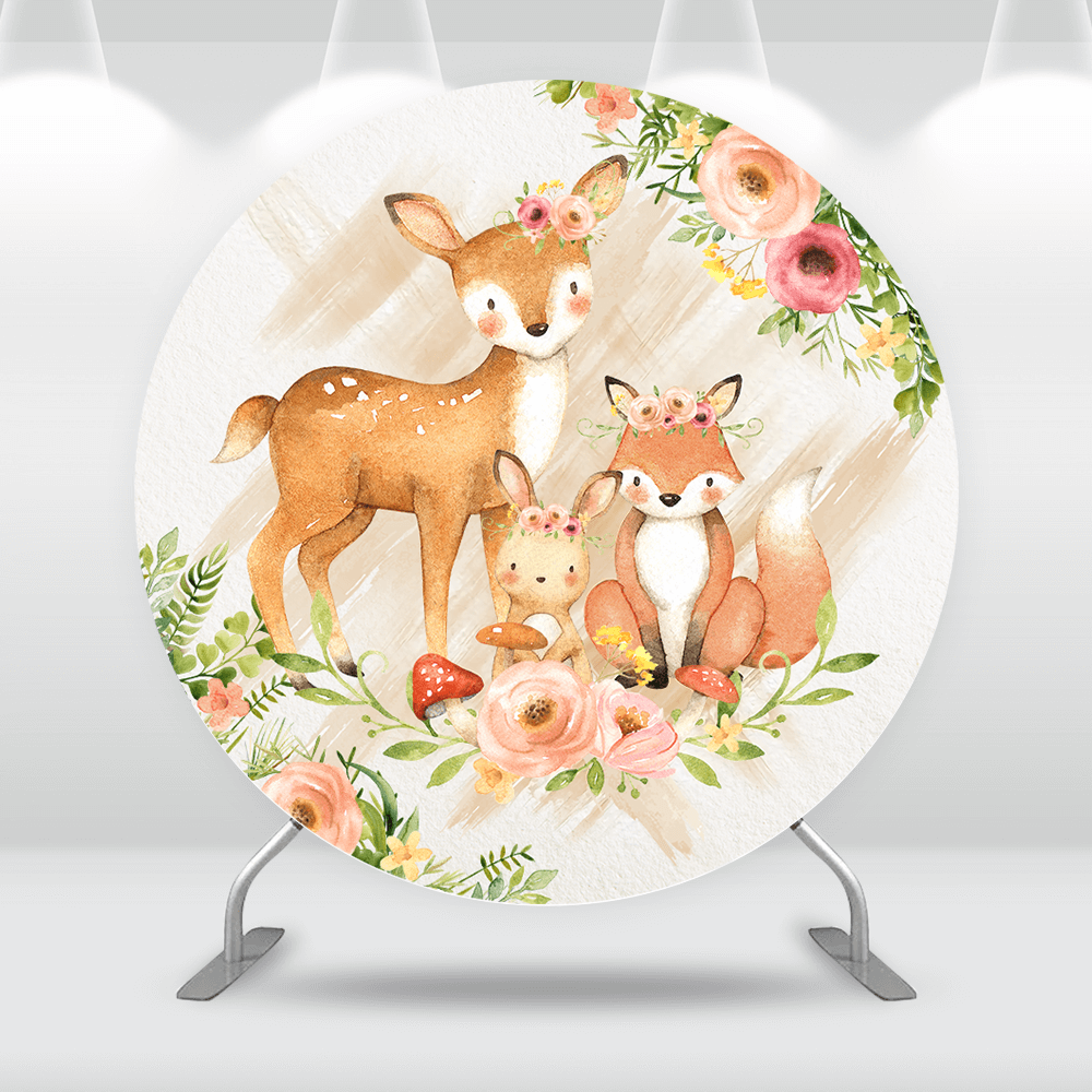 Bambi Round Backdrop Cover for Baby Shower Party Decoration