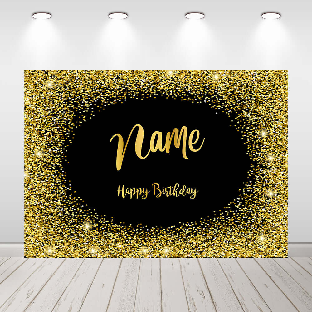 Gold Glitter Birthday Party Banner