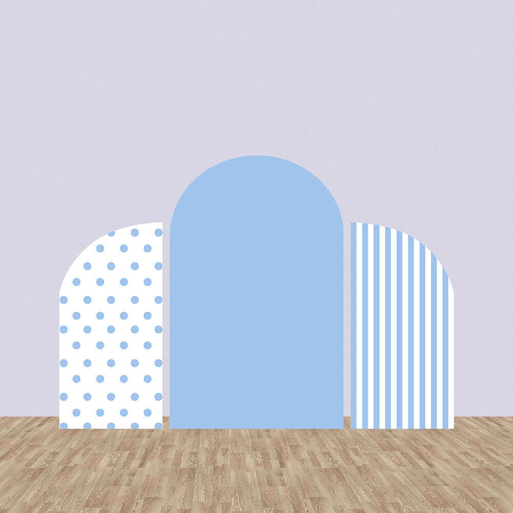 Little Blue Baby Shower Arch Chiara Backdrop Cover Blue and White Stripes Photo Background Party Decoration Photo Studio