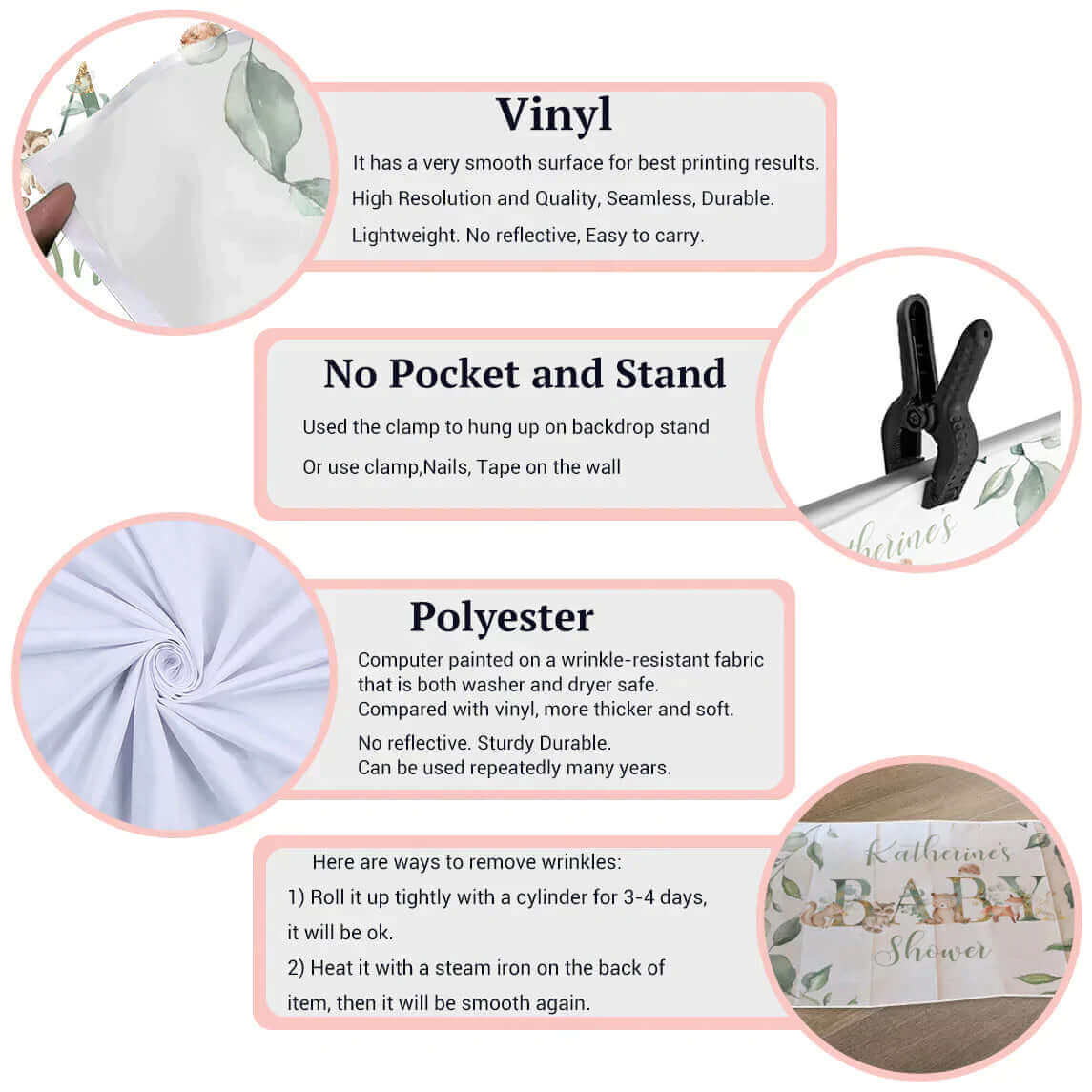 Vinyl fabric and polyester fabric background photocall