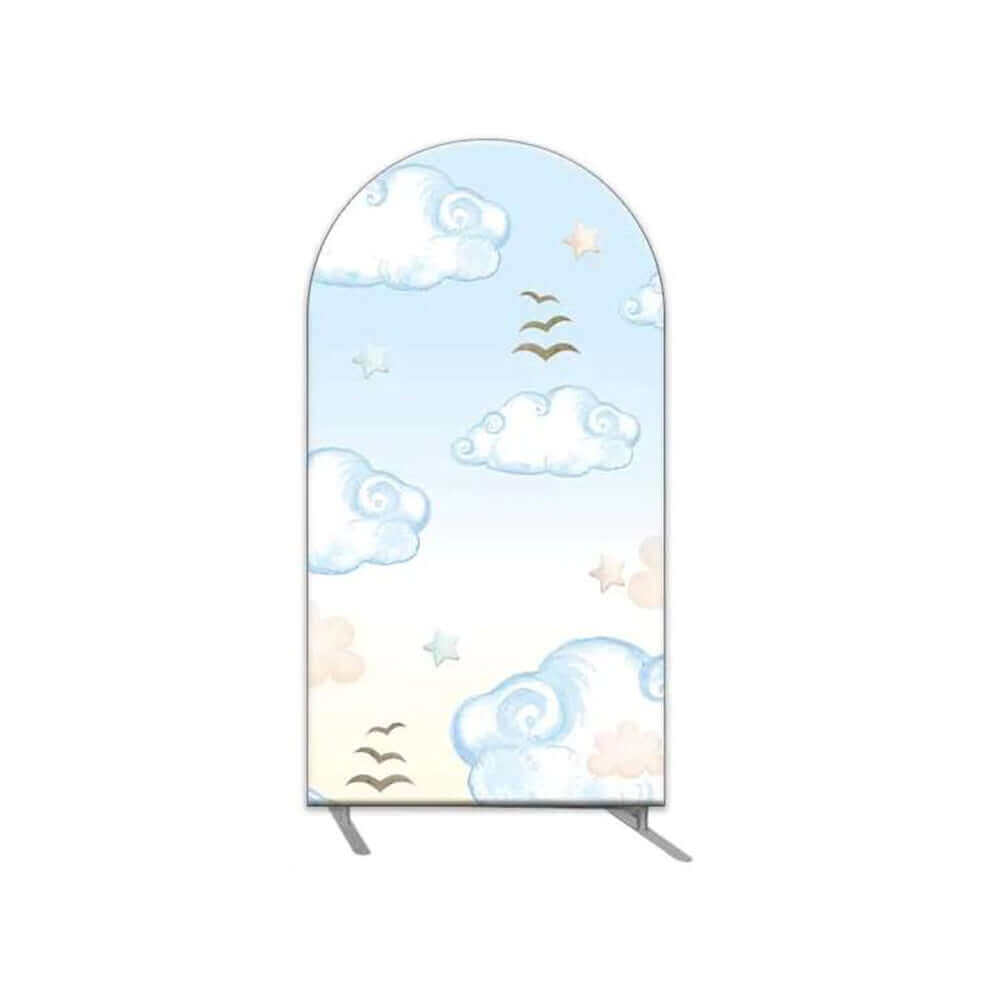 Blue Clouds Baby Shower Arched Wall Background