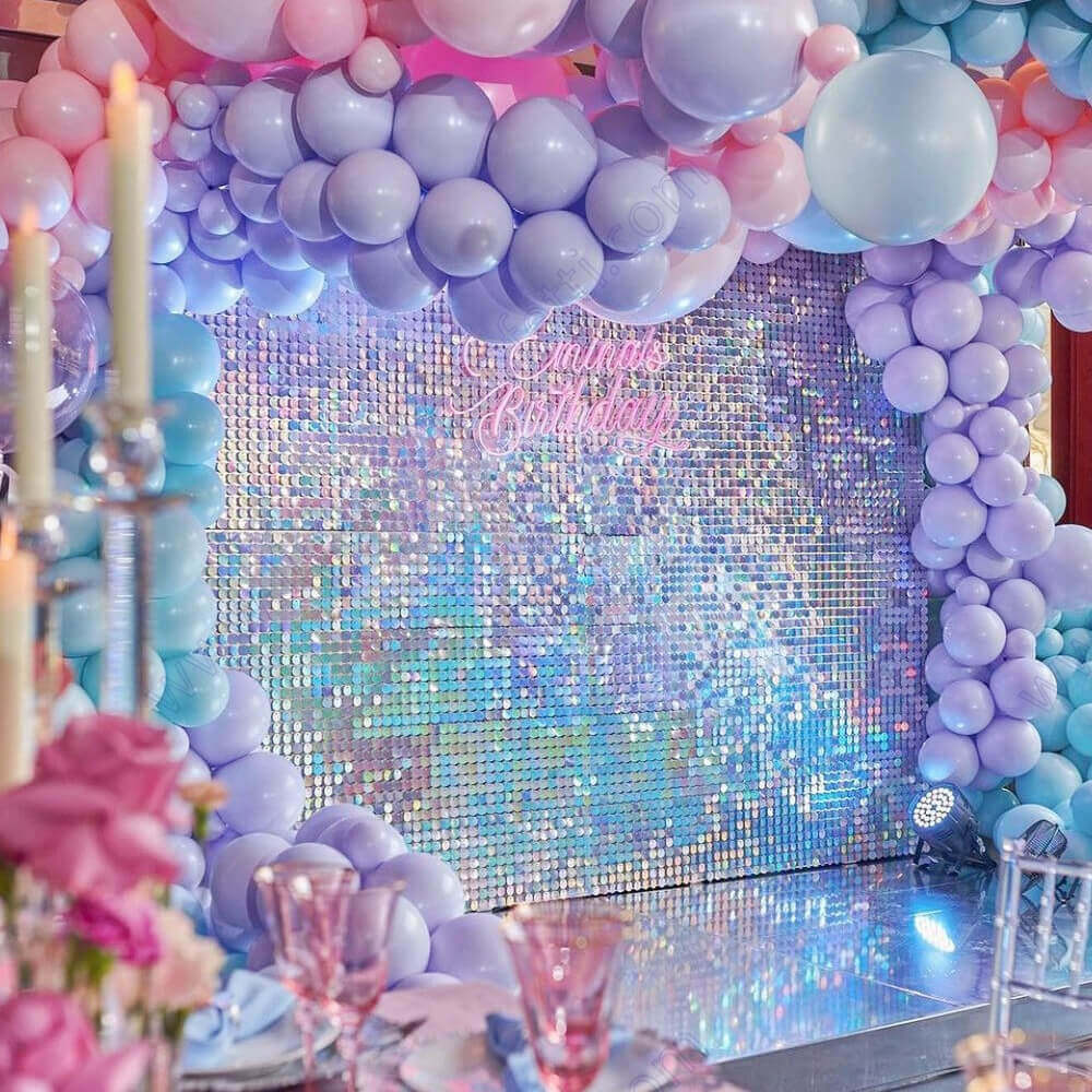Rainbow Shimmer Wall Panels Party Event Planning Decoration for Anniversary Wedding Engagement Party Supply Baby Shower Party Background
