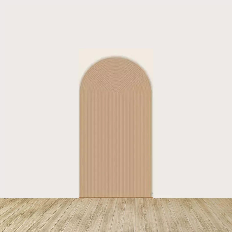 Arch panel matching the left with delicate curved rainbow lines in a neutral tan tone—perfect for cohesive boho event decor.