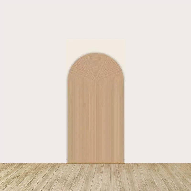 Arch panel with fine minimalist rainbow lines in soft tan color—perfect for neutral or boho-themed parties and photo shoots.