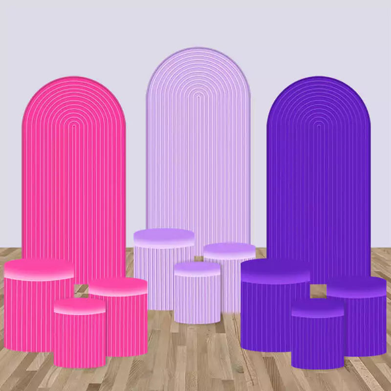 Pink Purple Arch Backdrop Wall Birthday Party Decoration Background Baby Shower Wedding Party Fabric Covers Elastic Double sided