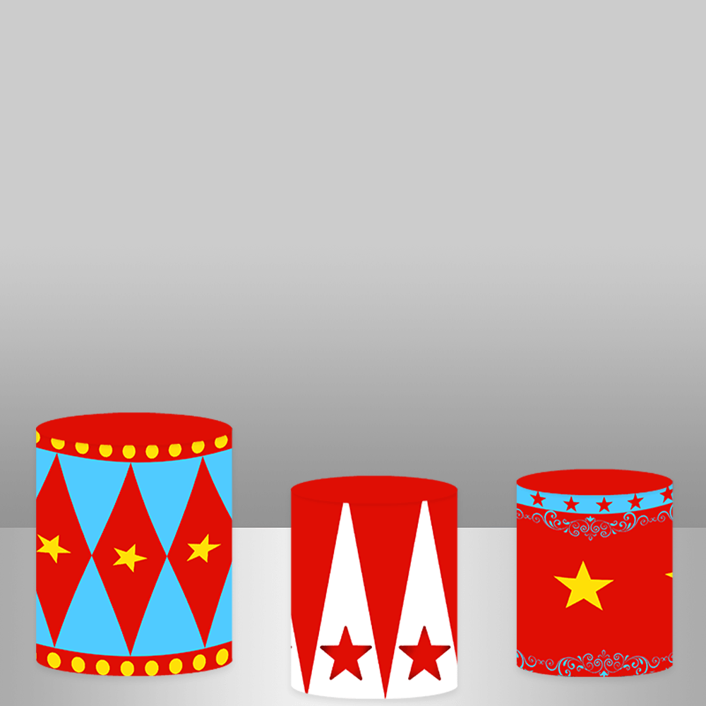 Plim Plim Round Backdrop Red Circus Tent Kid's 1st Birthday Baby Shower Newborn Photography Props Round Circle Cake Table Cover