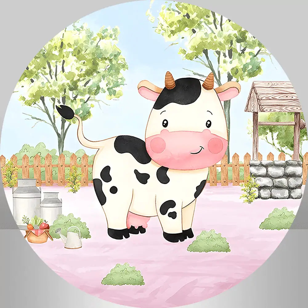 Cow Print Round Backdrop Cover Farm Animal Themed Party Favor Cow Print Party Decorations Western Cowboy Party Backdrop Banner
