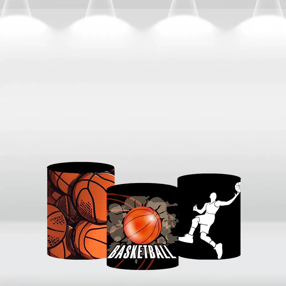 Sports theme Basketball Round Circle Backdrop Cover Custom Pedestal Cylinder Covers for Boy Birthday Party Decoration
