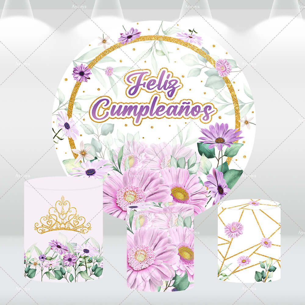 Blue Floral Crown Custom Name Quinceanera Backdrop main image 0