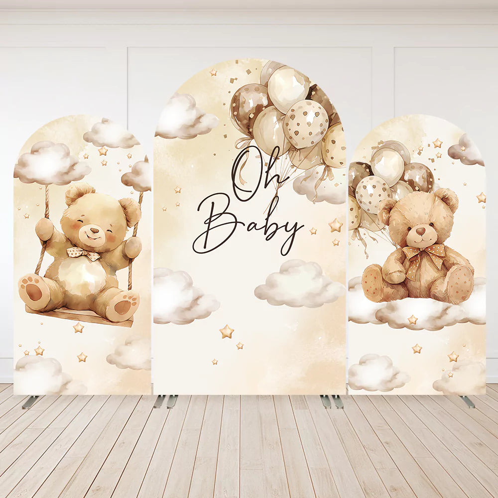 Bear-Baby-Shower-Arch-Backdrop-Cover-Balloons-White-Clouds-Newborn-1st-Birthday-Party-Arched-Wall
