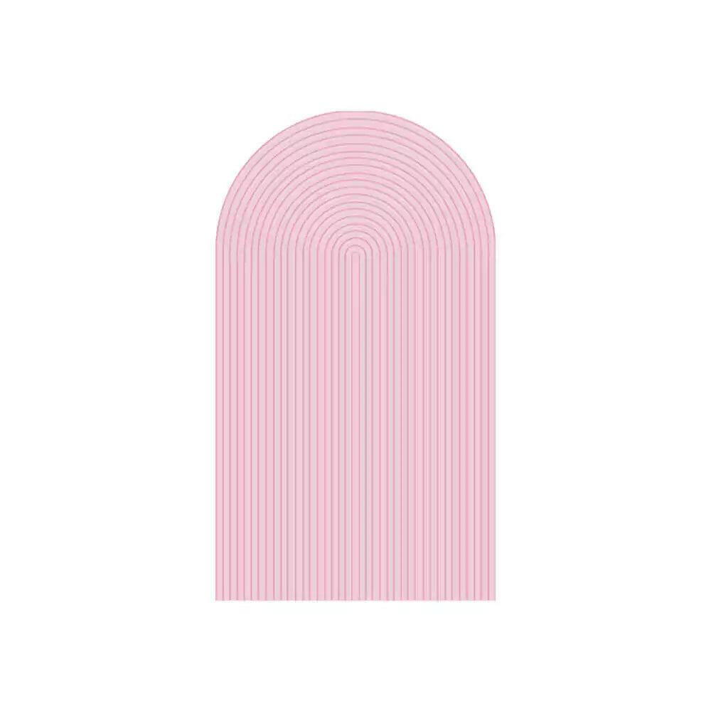 Center panel in pastel blush pink with concentric line pattern—perfect as a soft feminine centerpiece for modern events.