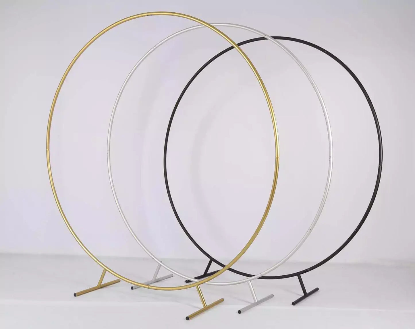 Wedding Arch Photo Booth Backdrop Stand Party & Hoop Balloon Circle Loop Flower White Silver Gold Metal Stand Round Backdrop