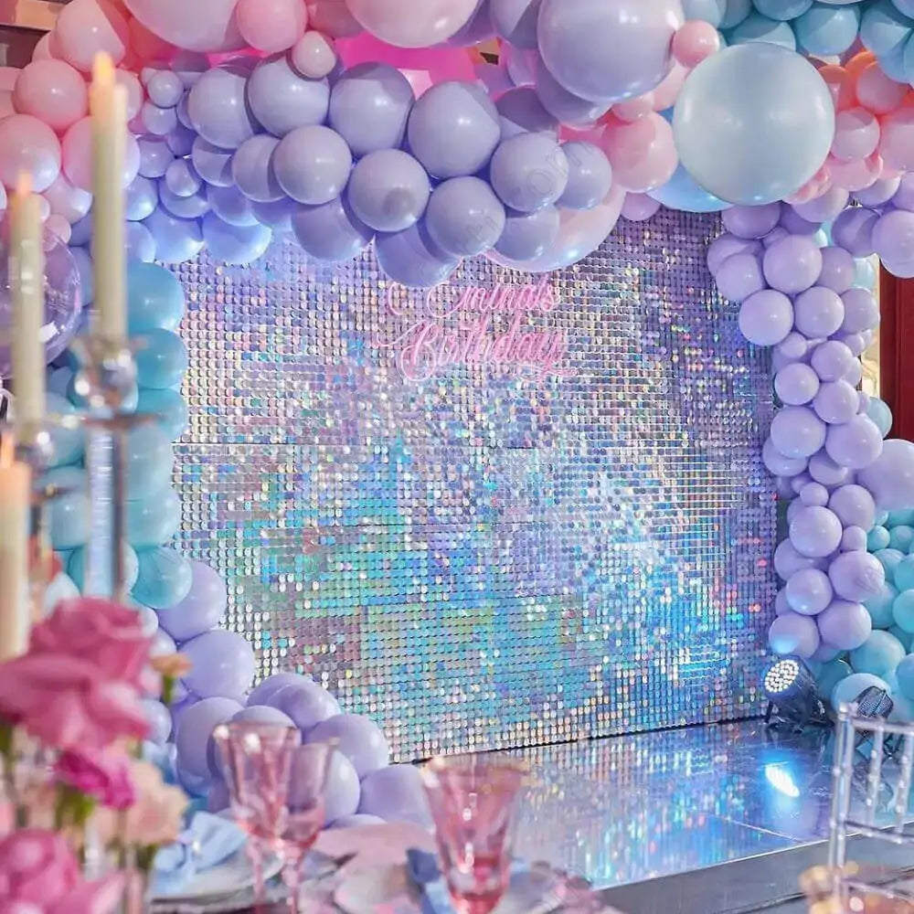 Rainbow Shimmer Wall Panels Party Event Planning Decoration for Anniversary Wedding Engagement Party Supply Baby Shower Party Background