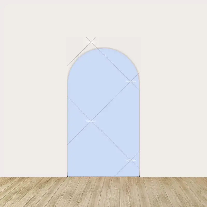 Solid pastel blue center arch backdrop panel—minimalist and perfect for highlighting a cake table or party display.