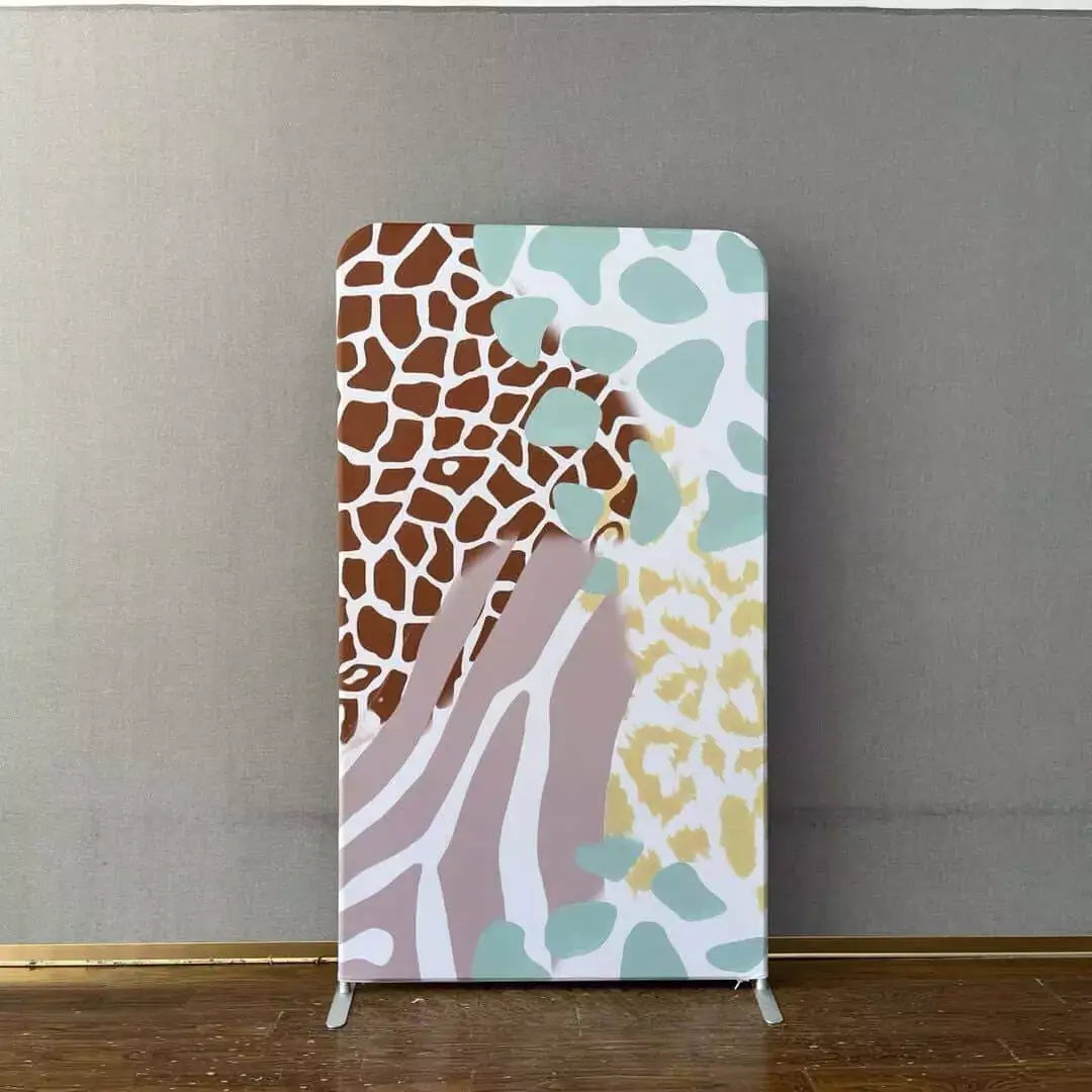 4x7ft Safari Party Arch Backdrop Cover with Double Side Prints Arched Stand for Events Birthday Party Decoration Custom Design