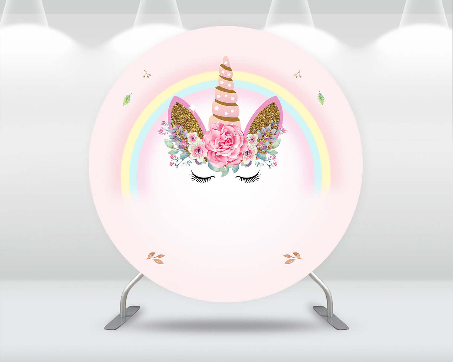 Unicorn Round Backdrop Cover for Kids Birthday Party Decoration Rainbow Unicorn Background Circle Cake Table Banner