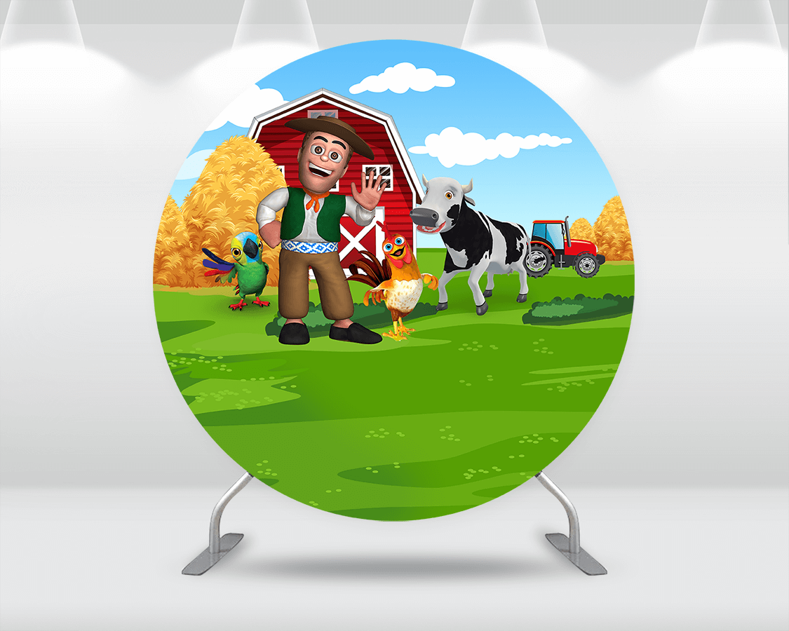 La Granja de zenon Happy Birthday Round background Photobooth Boys Newborn Baby Shower Photocall Farm Circle Backdrops