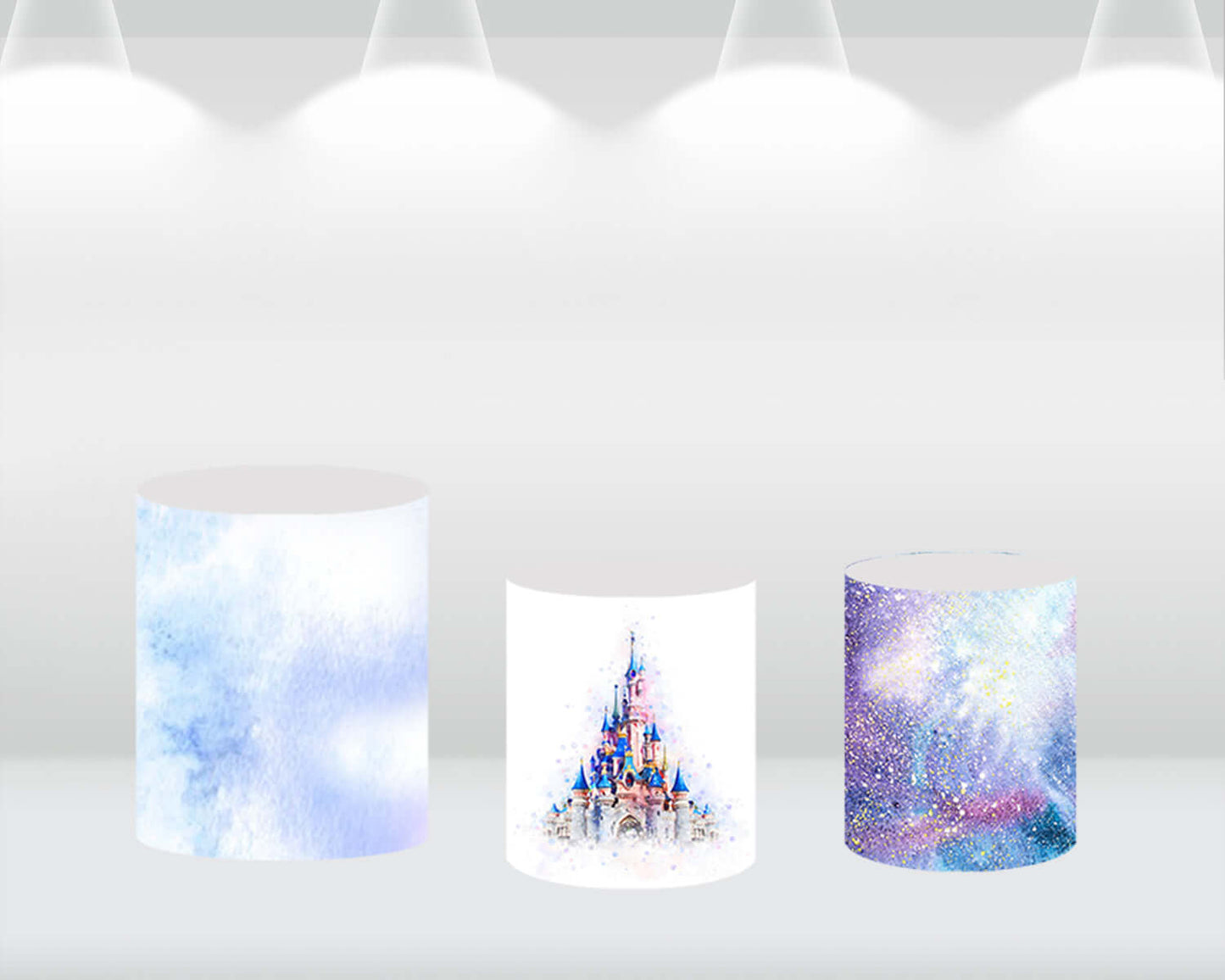 Princess Castle Round Backdrop Cover White Blue Kids Baby Shower Birthday Party Decoration Cake Table Banner Booth
