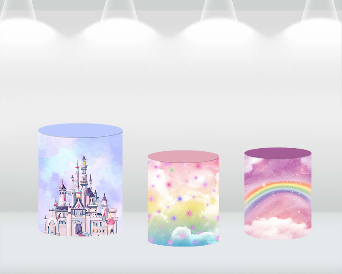 Sensfun Baby Shower Round Backdrop Cover Fairy Princess Castle Photography Background Kids Birthday Party Decoration Banner