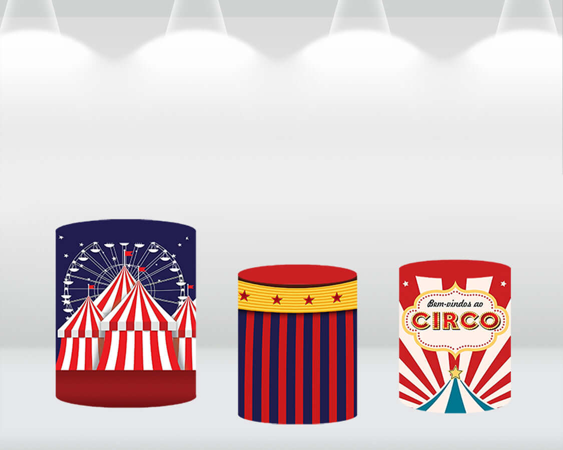 Red circus birthday party round backdrop cover kids curtain banner polyester circle background Cake table Cover