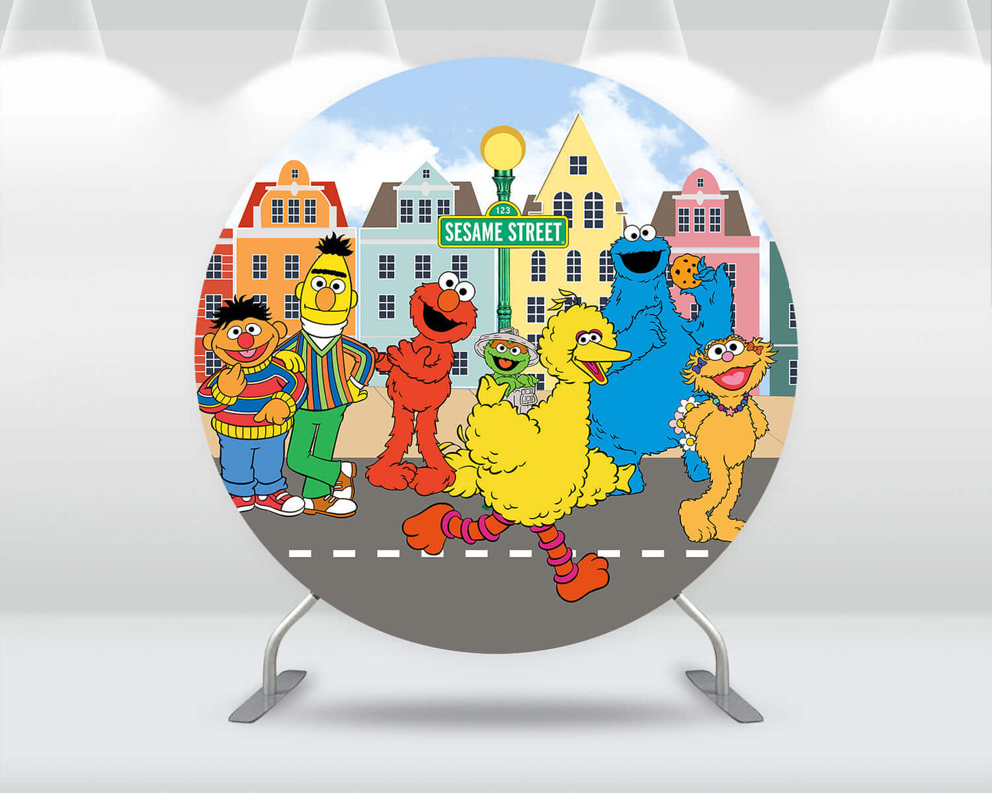 Sesame Street Circle Round Backdrops Kids Birthday Party Photography Backgrounds Custom Candy Table Party Decor Elmo Circle Cylinder Covers