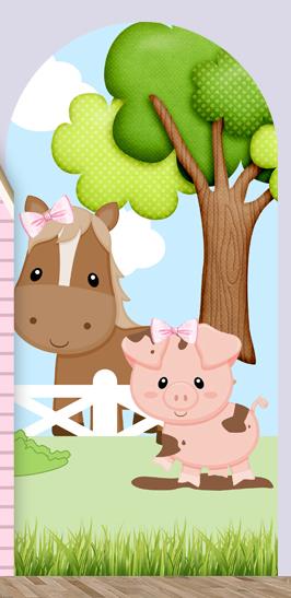Open Wall Arch Backdrop Cow Print Baby Birthday Background Cartoon Animals Pink Barn House Arch Chiara Backdrops Banner Photobooth