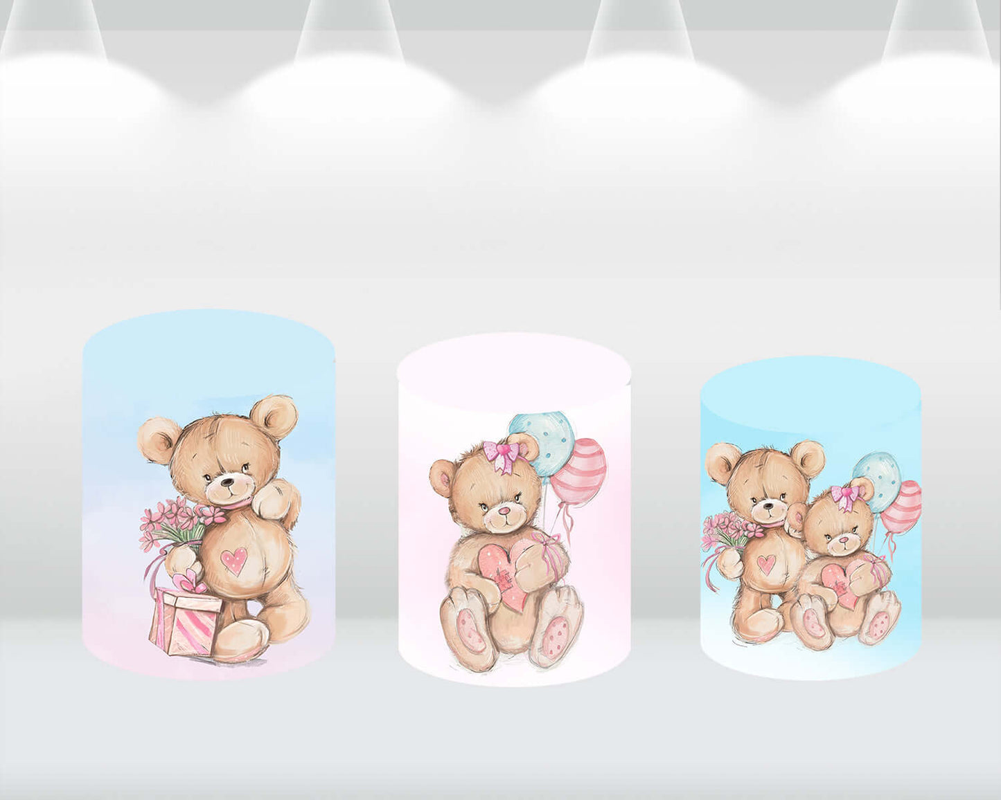 Sensfun Baby Shower Gender Reveal Party Round Backdrop Cover Blue Pink Cartoon Bear Circle Photo Background Backdrops