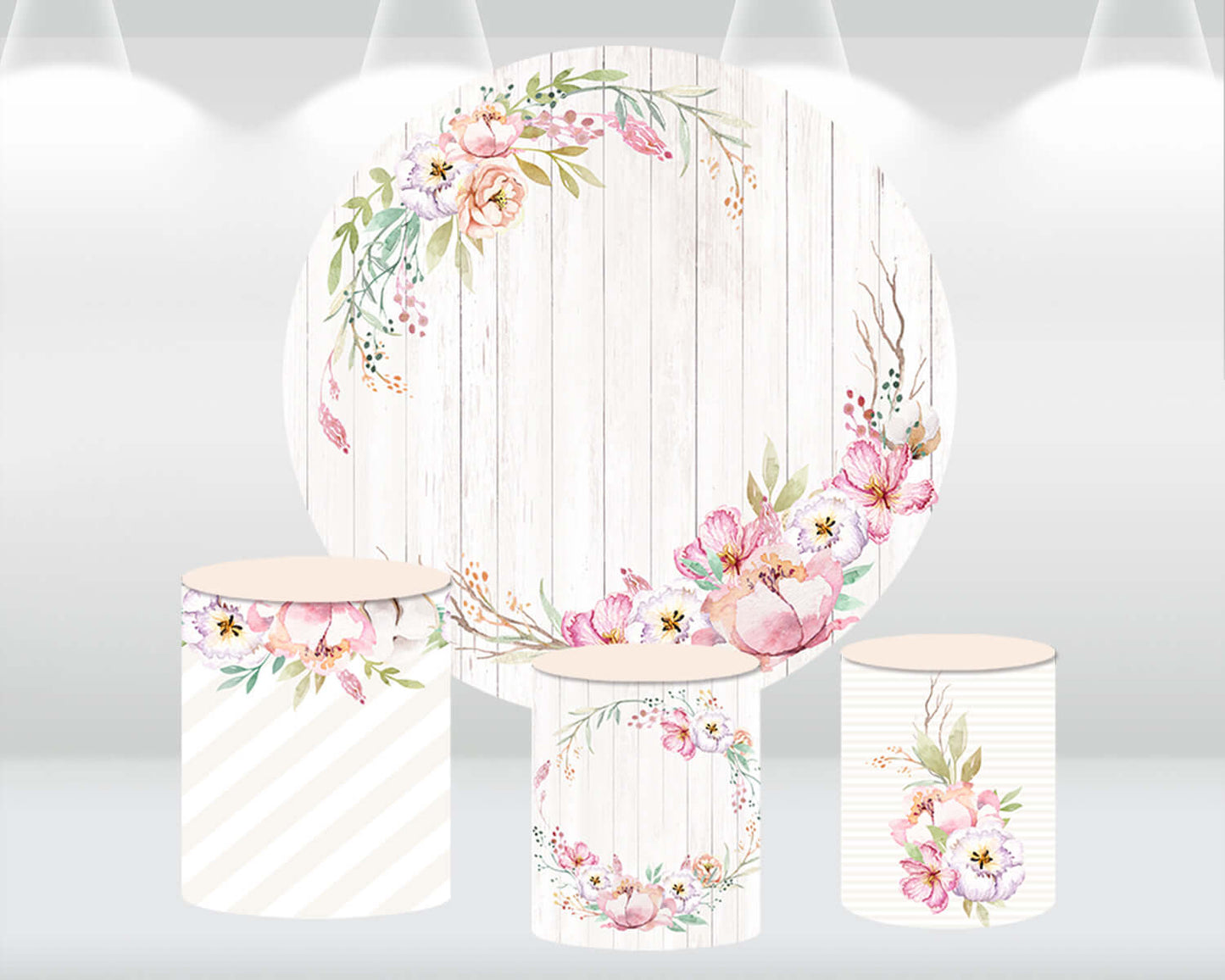 Sensfun Newborn Baby Shower Circle Backdrops Round Background Flowers Wood theme Kids Birthday Banner Party Decor Cylinder Covers