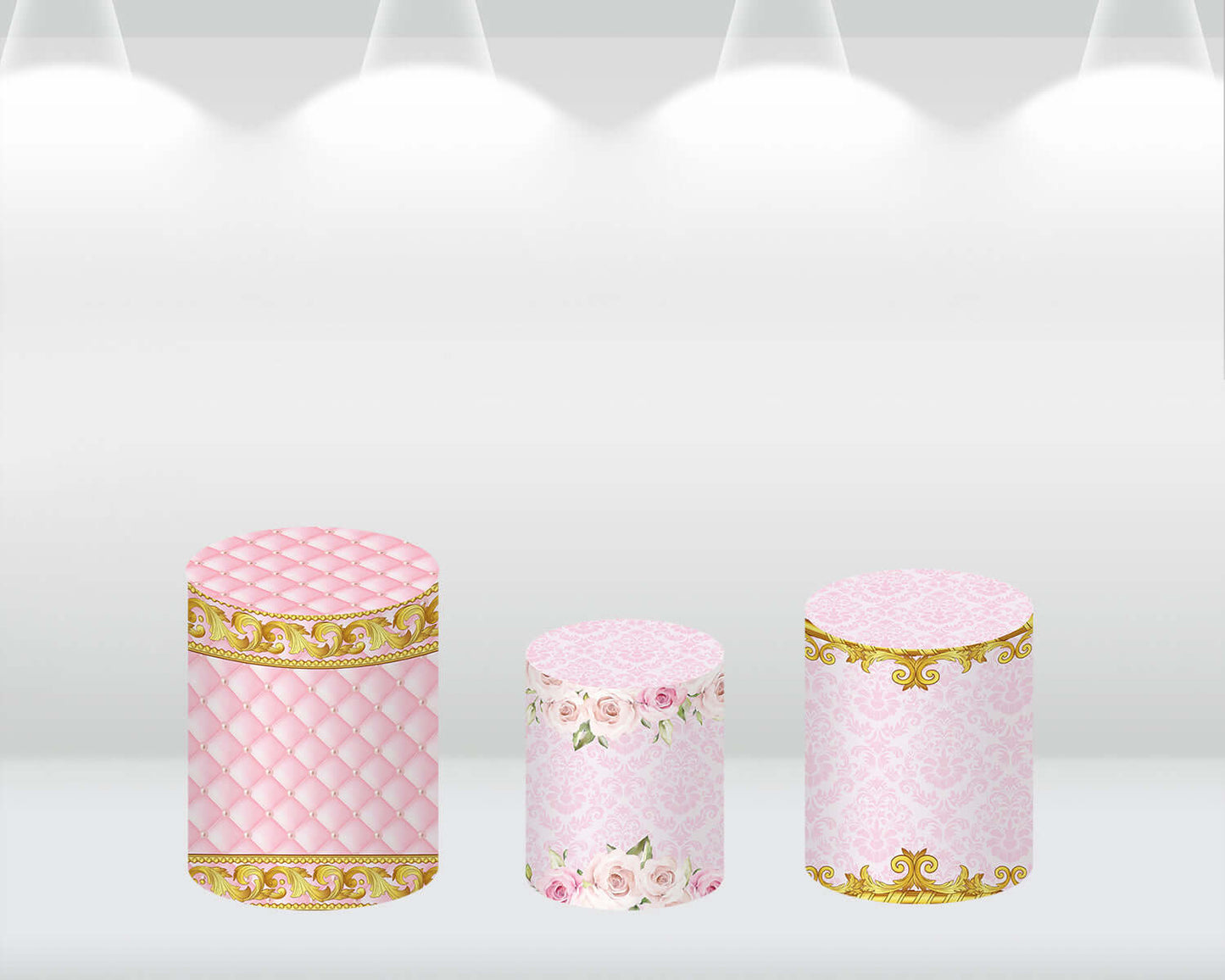 Princess Round Backdrop Gold Crown Pink Flower Birthday Party Poster Circle Background Photo Studio Headboard Plinth Covers