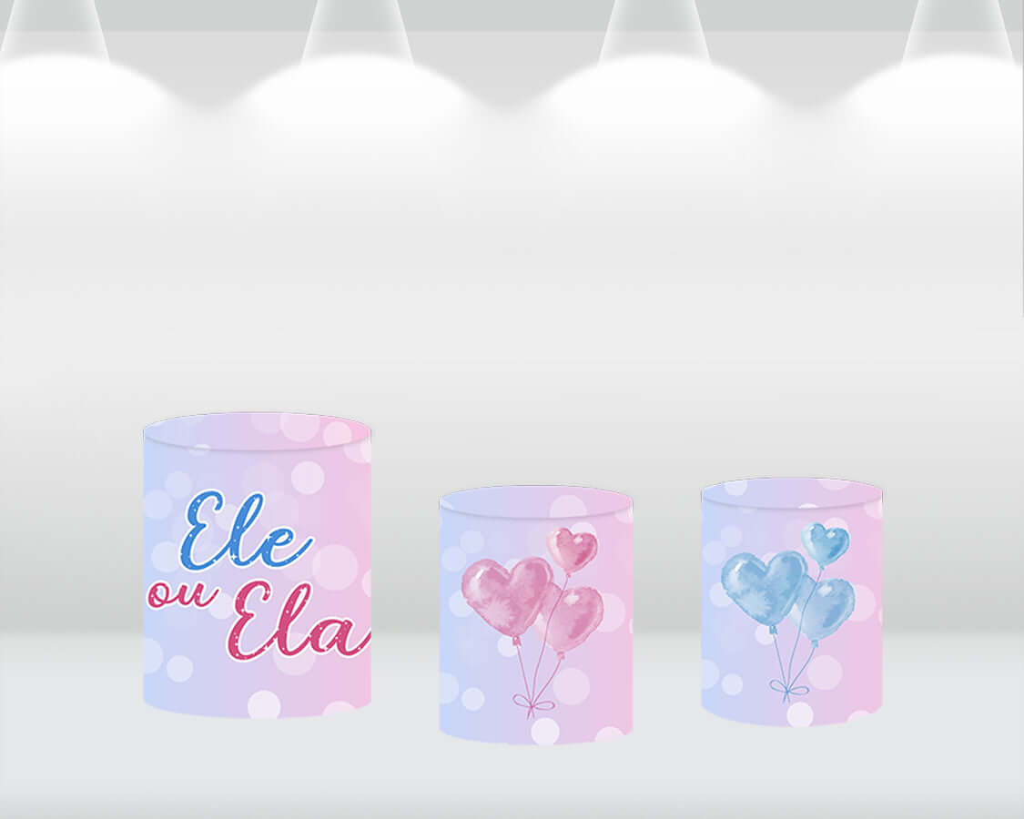 Gender Reveal Party Boy or Girl Round Backdrop Cover Custom Balloons Bear Baby Shower Circle Background Cake table Pillar Covers