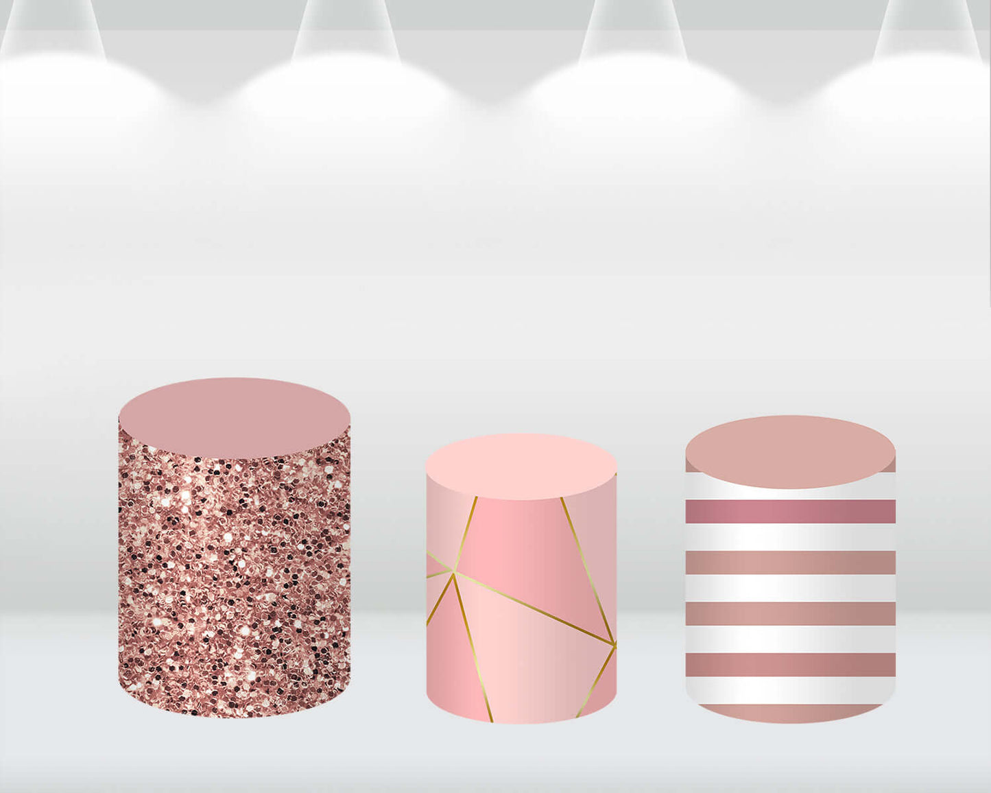 Rose Glitter Gold Baby Shower Round Backdrop Cover Photocall Flower Bridal Wedding Party Circle Photography Background Cylinder Pillar Cover