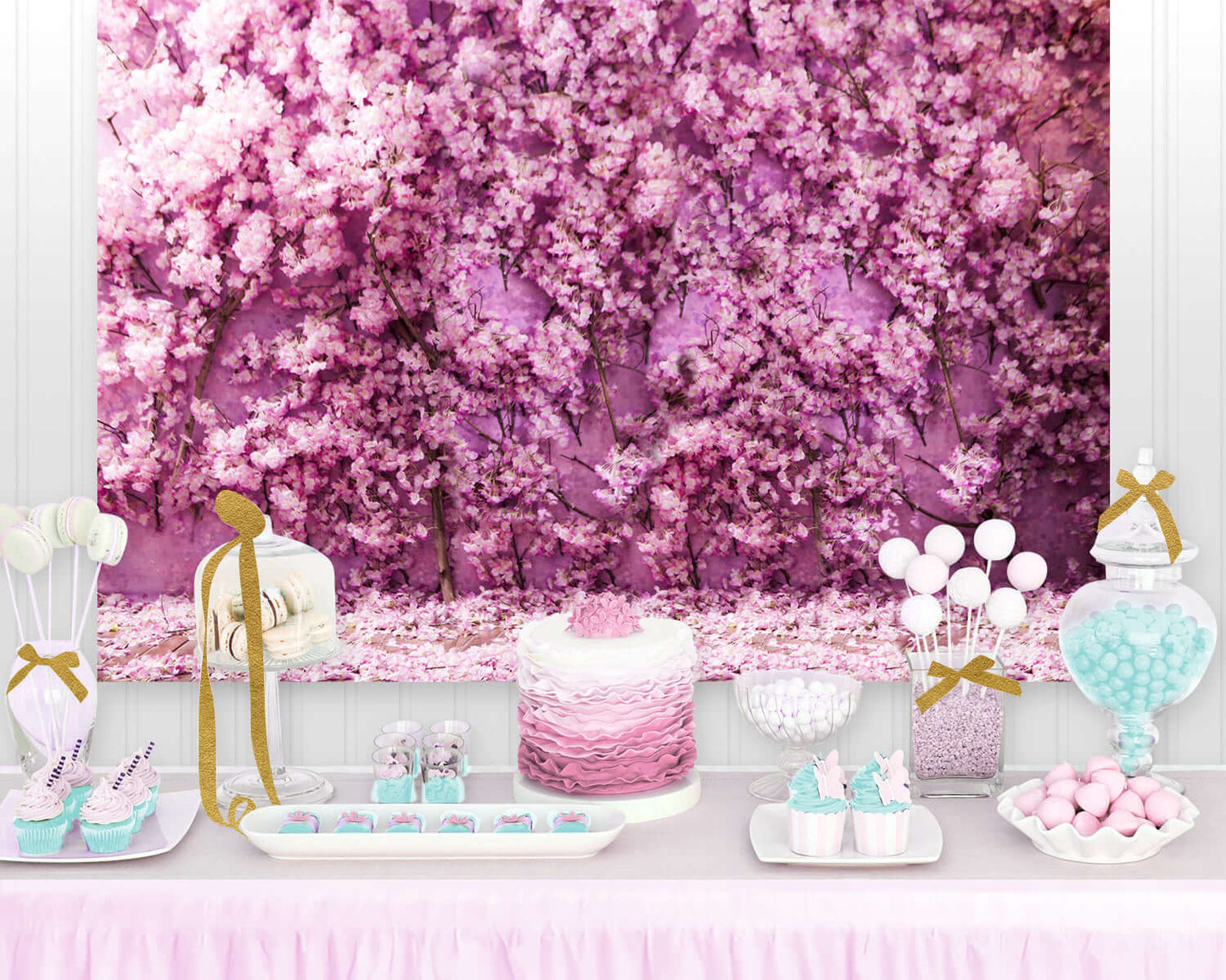 Floral Backdrop Wall Bridal Shower Wedding Party Decoration Photography Background Cake table Banner
