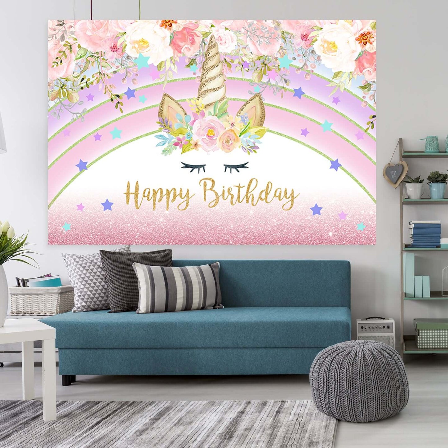 Unicorn Backdrop Newborn Baby Shower Birthday Party Decor Photography Background Photophone Studio Shoots Photographic