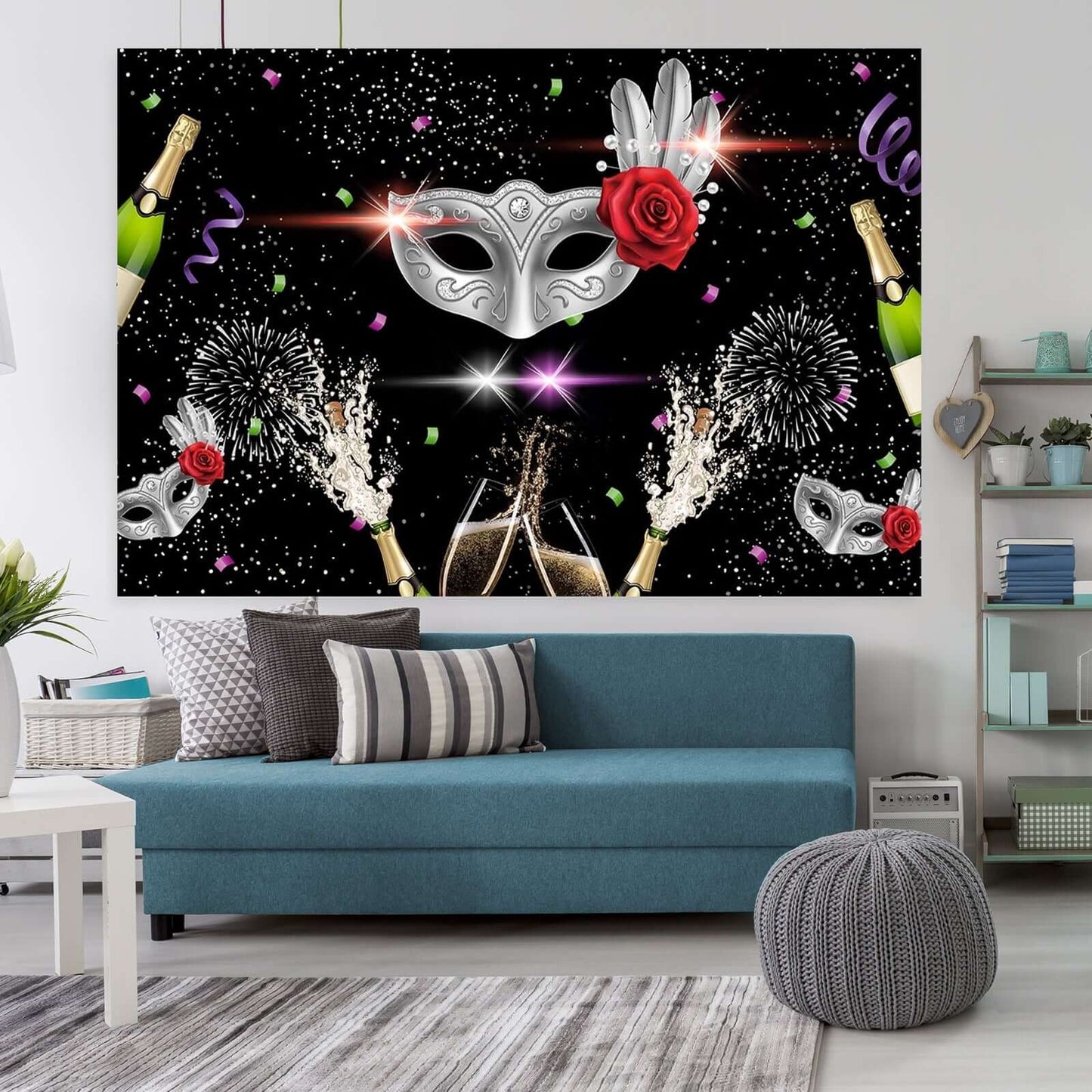 Photography Background Mardi Gras Backdrop Masquerade Champagne Wine Silver Mask Backdrops Photobooth Photo Studio