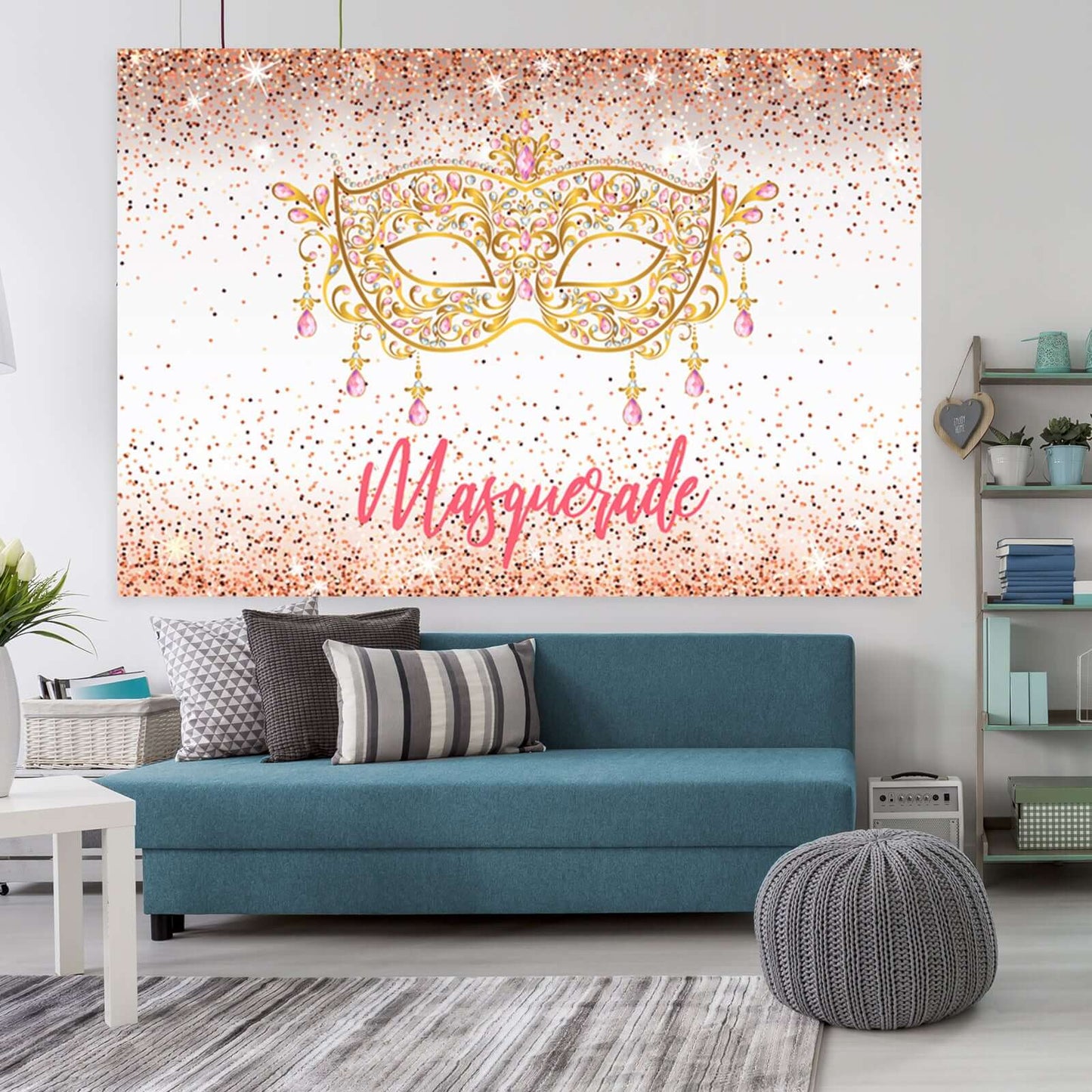 Rose Gold Mask Birthday Party Photography Background Boken Glitter Backdrop for Photo Studio