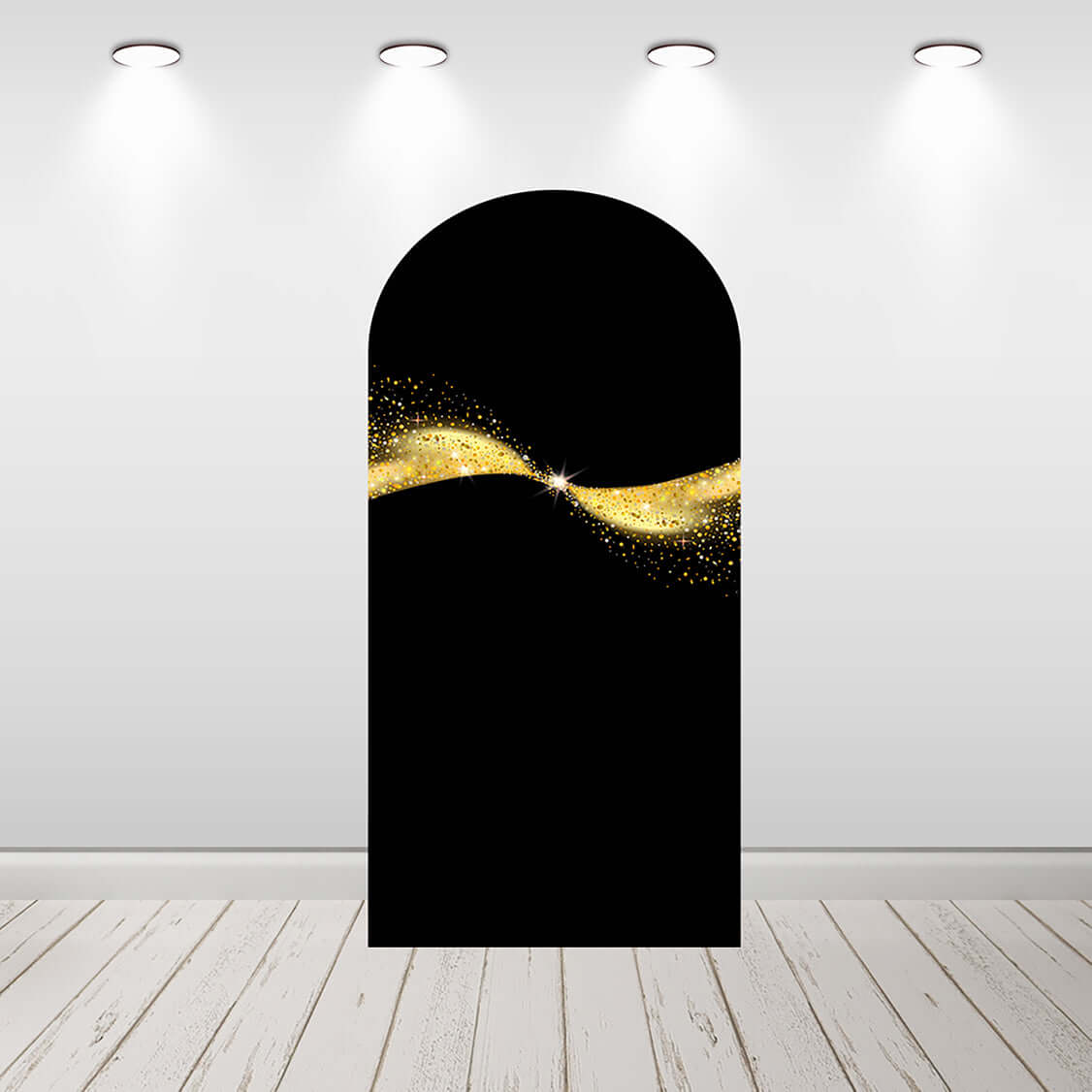 Gold Glitter Black theme Arch Backdrop Happy Birthday Arched Wall Chiara Covers Background for Adult Photocall