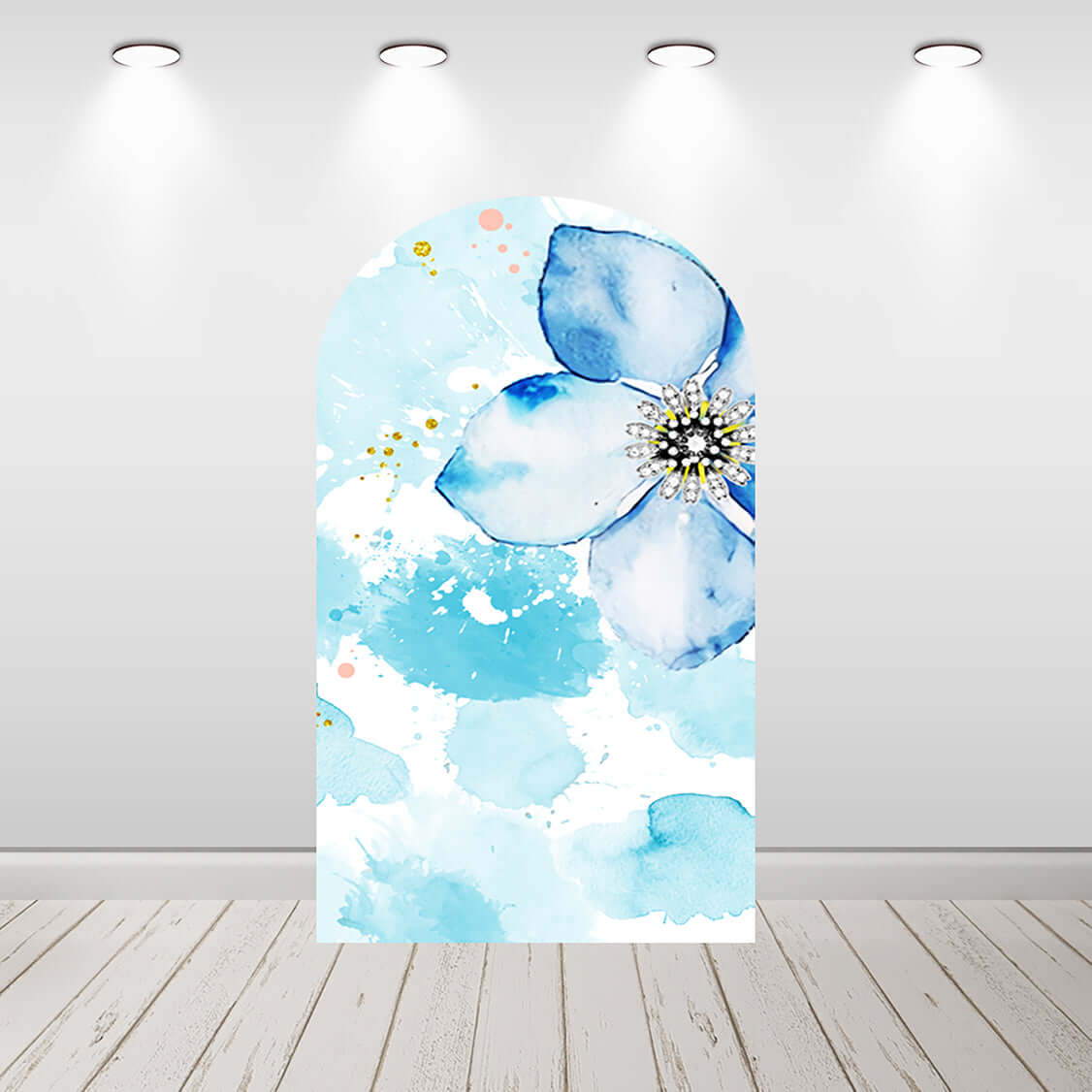 Watercolor Blue Arch Open Wall Cover Castle Princess Girl Birthday Chiara Backdrops Photo Background Photocall