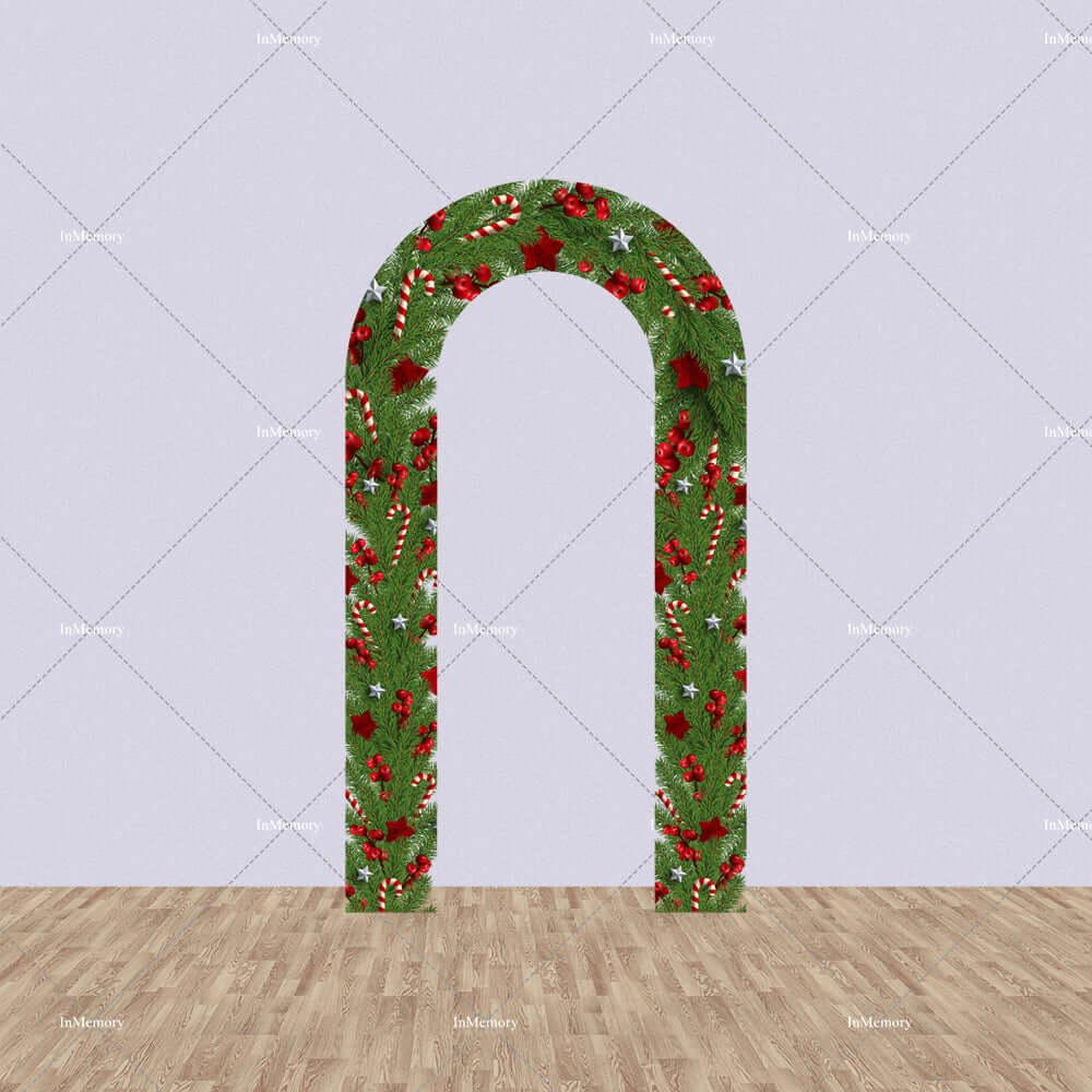 Christmas Tree Gift Baby Open Arch Backdrop Cover Wall Feliz Natal Round Backdrops Photocall Photo Studio Noel Banner