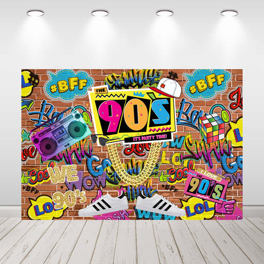 Hip Hop Party Decor Music Disco Party Photography Backdrop 80's 90's Baby Birthday Graffiti Dance Background Retro Style Banner