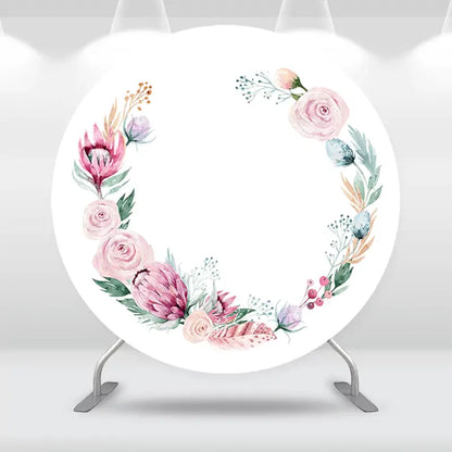 Flower floral Bridal Wedding Party Round Backdrop Cover Customize Birthday Party Circle Pedestals Covers Background