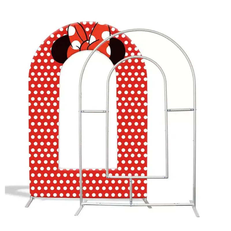 Mouse Head White Red Polka dots Birthday Arch Chiara Backdrop Stand Panel Wall for Baby Shower Birthday Event Party Decoration