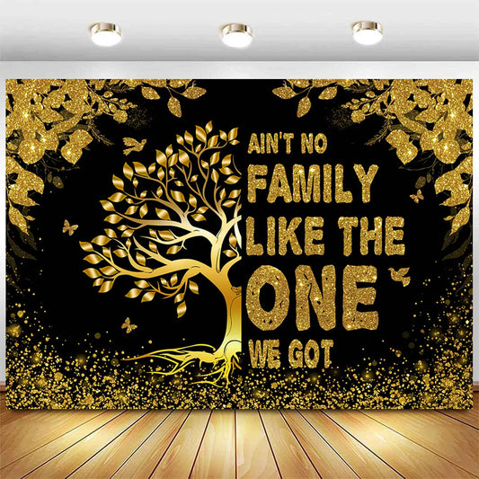 Sensfun Family Reunion Backdrop Black Gold Family Tree Photography Background