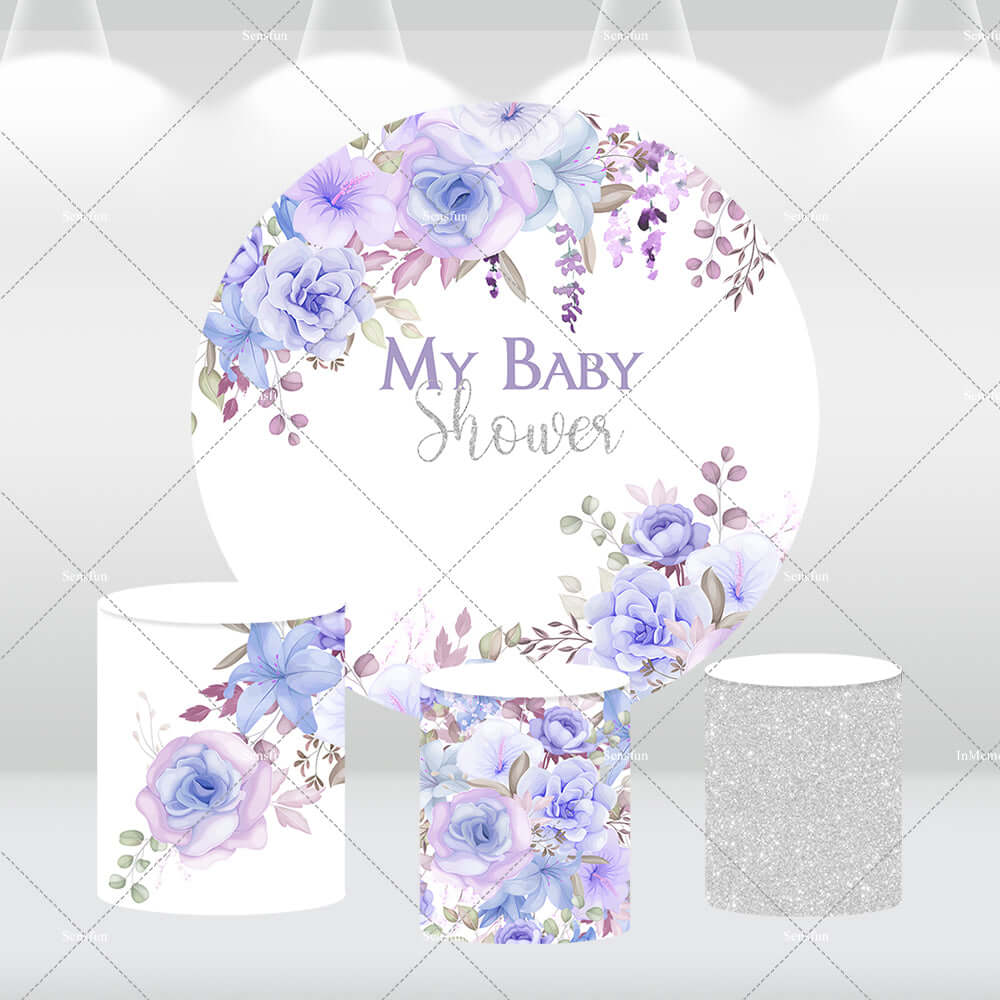 Baby Shower Decoration Round Backdrop Cover Flower Party Banner