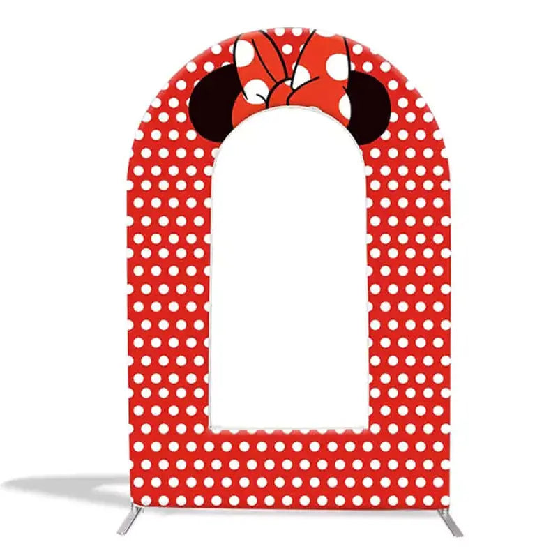 Mouse Head White Red Polka dots Birthday Arch Chiara Backdrop Stand Panel Wall for Baby Shower Birthday Event Party Decoration