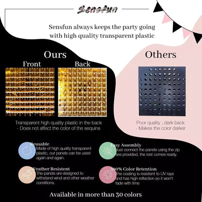 Party Sequin Backdrop Glitter Shimmer Square Sequin Panel Wall Popular Wedding Bride to be Background Decor Baby Shower Birthday Decoration