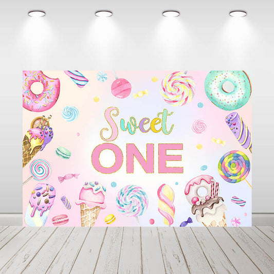 Sensfun Photography Background Ice Cream Girls Colorful Donut Dessert Candy Bar Birthday Party Decoration Backdrop for Photo Studio Prop