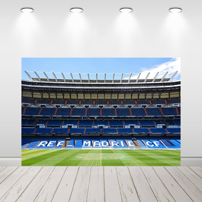 Football Backdrop for Boy Birthday Party Decoaration Real Madrid Stadium Grassland Football Field Custom Photography Background